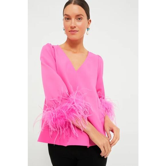 Tuckernuck Tops - TUCKERNUCK Hot Pink Feather Easton Blouse M - NWT